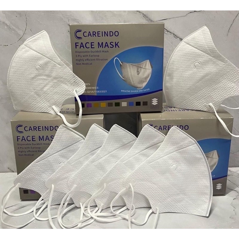 Masker Duckbill Careindo - 1 BOX 50 PCS Warna Hitam dan Putih