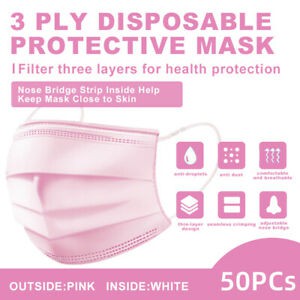 MASKER EARLOOP 3PLY WARNA PINK | MASKER 3 PLY PAKAI BOX ISI 50PCS - PINK