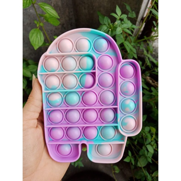 LYSASHOP -  Pop It BESAR AMONG US DINO UNICORN SEGIEMPAT JUMBO RAINBOW PUZZLE MAINAN EDUKASI ANAK-Among Us Sugus