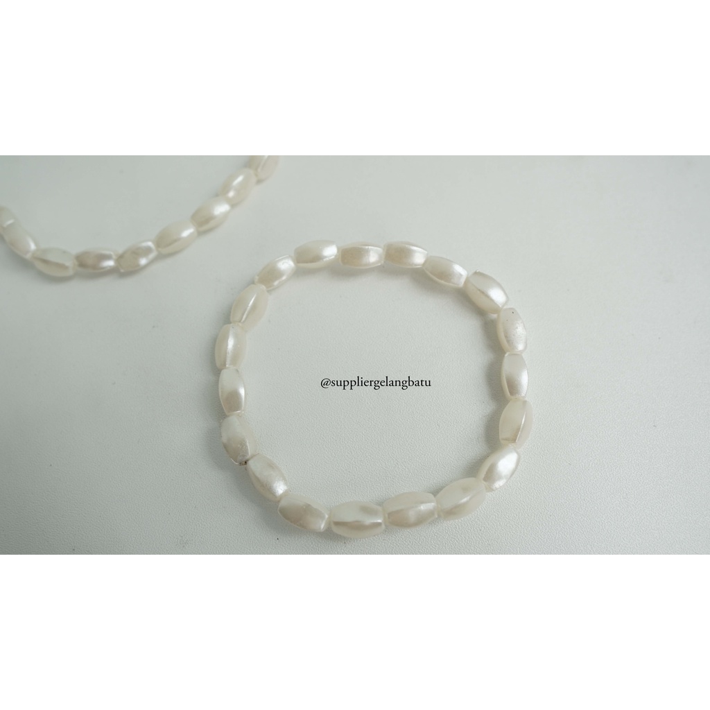 GELANG Mutiara Sintetis OVAL SEGI 4 8MM WHITE PEARL bingkisan cantik