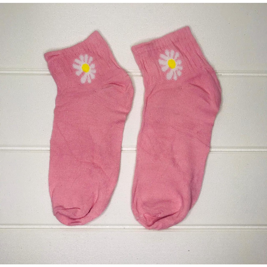 ❄ TMALL ❄ R456 Kaos Kaki Ankle H185 Motif Bunga Daisy Gaya Korea Untuk Kaos Kaki Wanita Motif-PINK