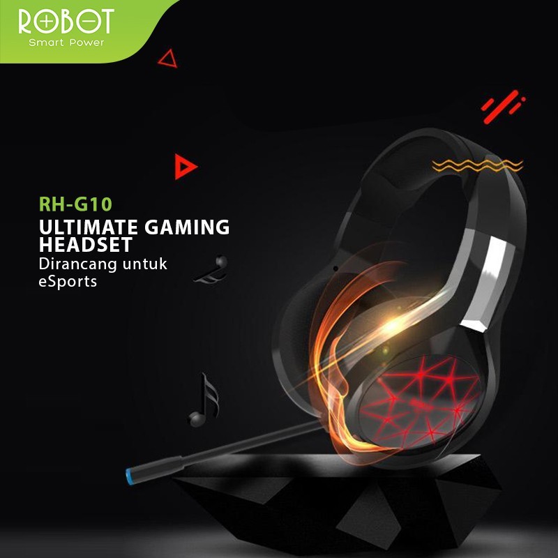 ROBOT RH-G10 Headphone Gaming Wired Headset Wired Earphone 7 LED Extra - Original RHG10