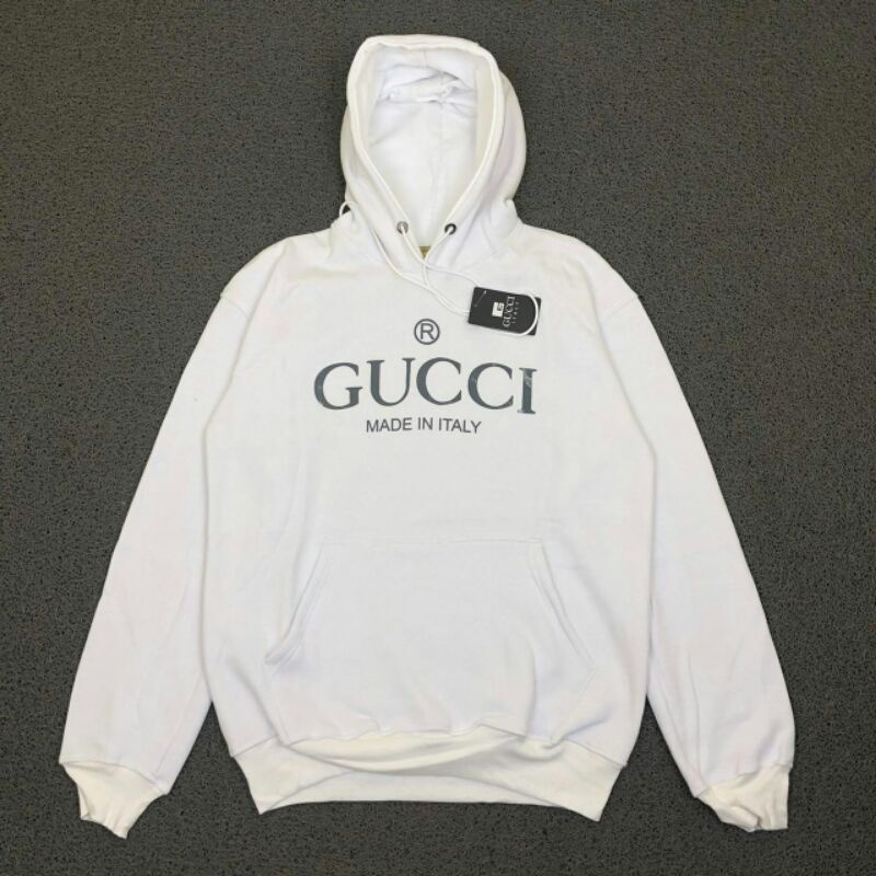 HOODIE GUCCI ITALY WHITE MIRROR 1:1 PREMIUM FULL TAG