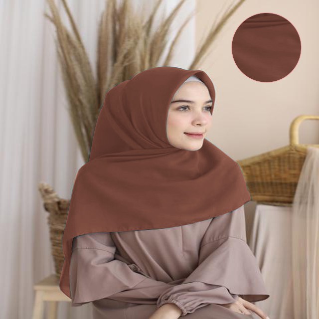 Hijab Segiempat Polycotton 115 x 115 Warna Part 1 Bella Square-WALNUT