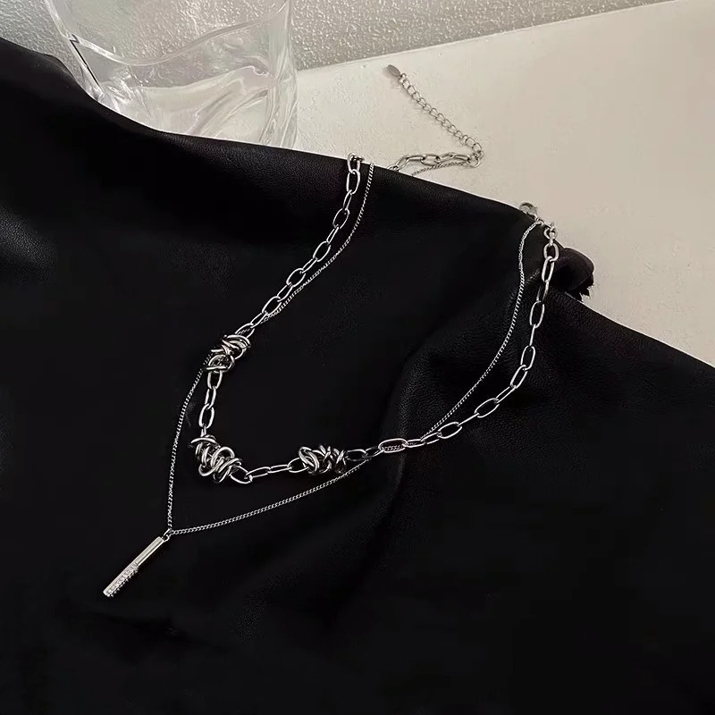 Kalung Rantai Klavikula Model Duri Ganda Pendek Untuk Aksesoris