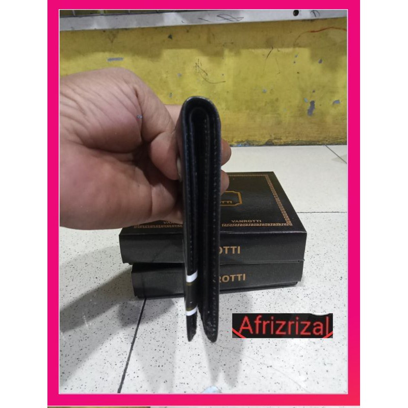 Dompet Kulit Asli Model Mini Slim Ukuran Kecil 8X10 CM Warna Hitam