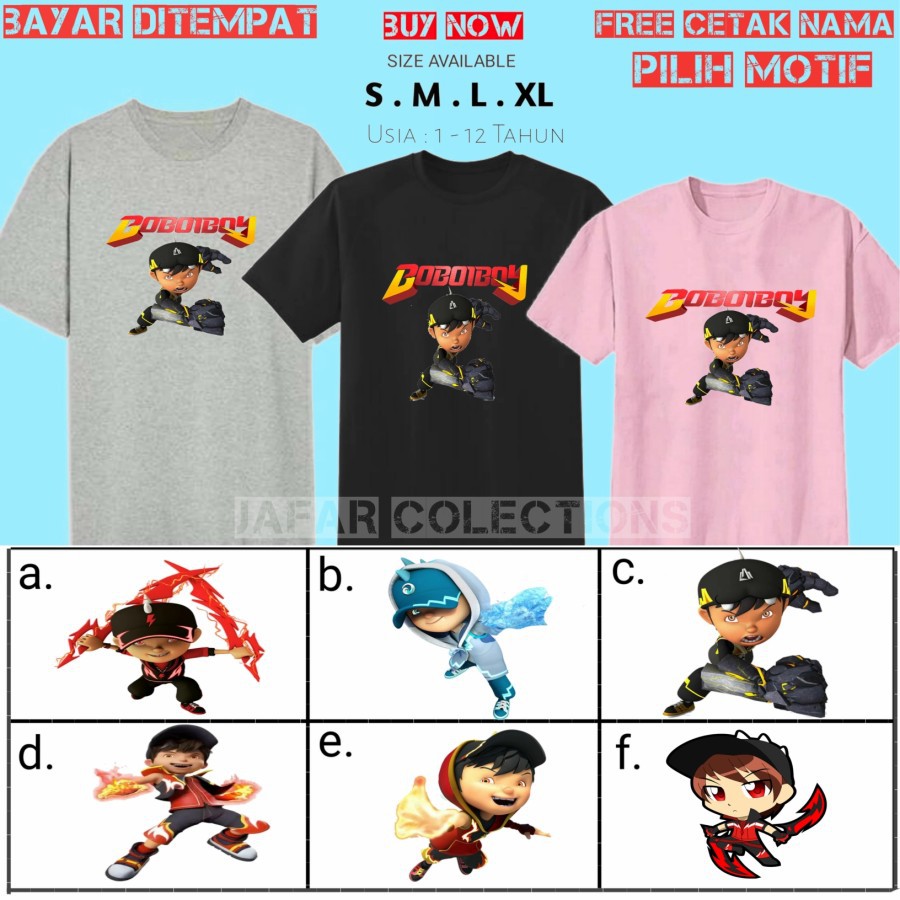 Kaos anak laki laki boboiboy halilintar/baju boboiboy petir/galaxy/api/anak/Free nama