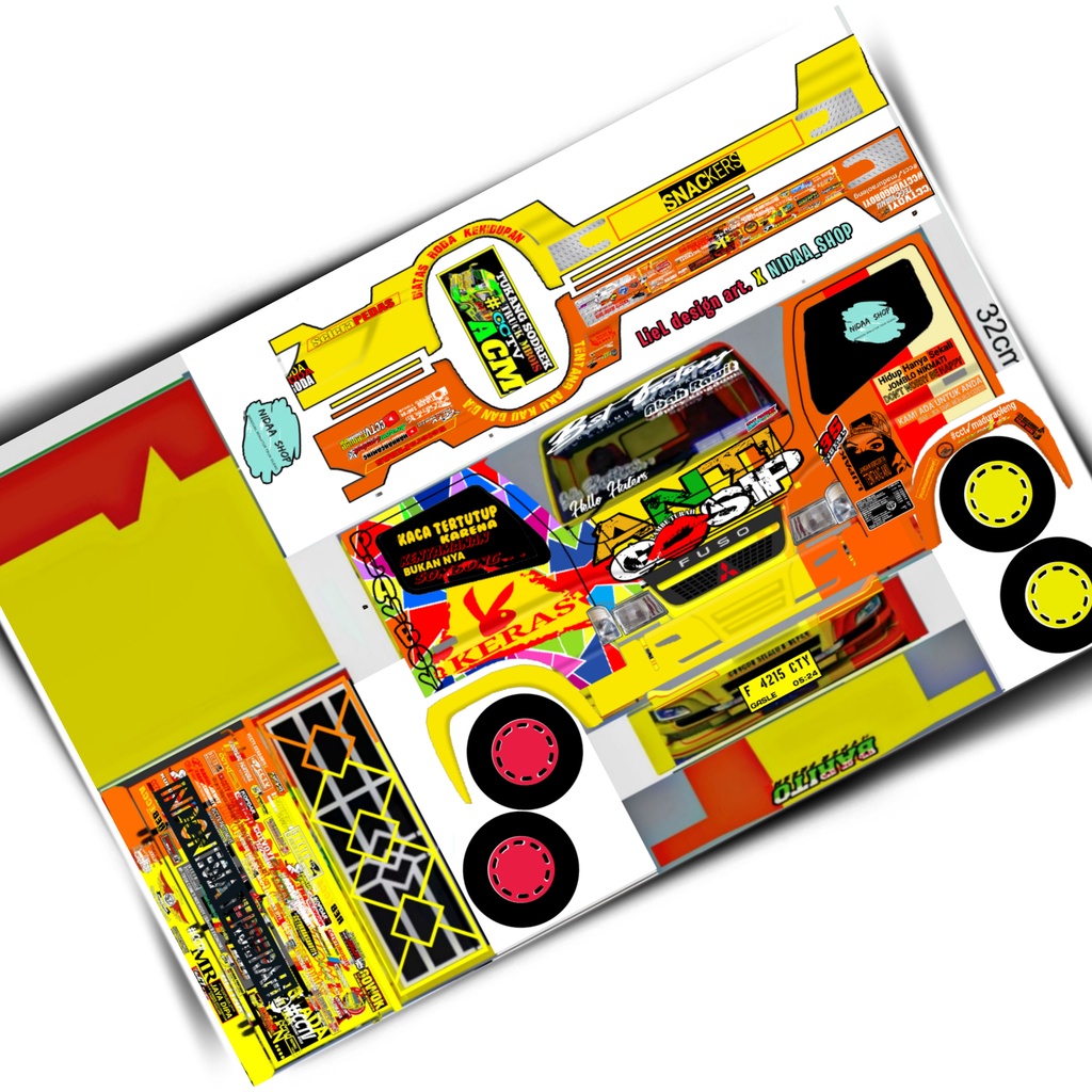 Stiker miniatur truk oleng anti gosip