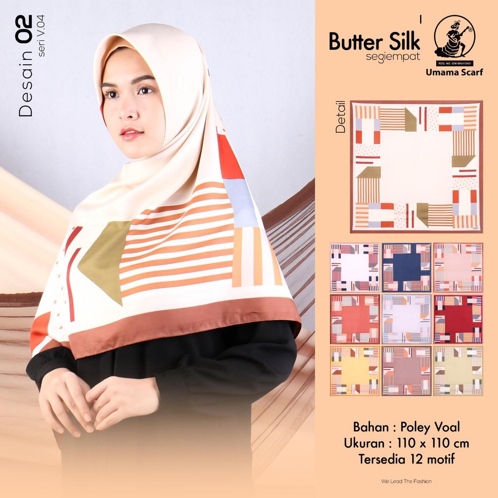 Jilbab Segiempat Motif Grosir Umama Buttersilk Volume 04