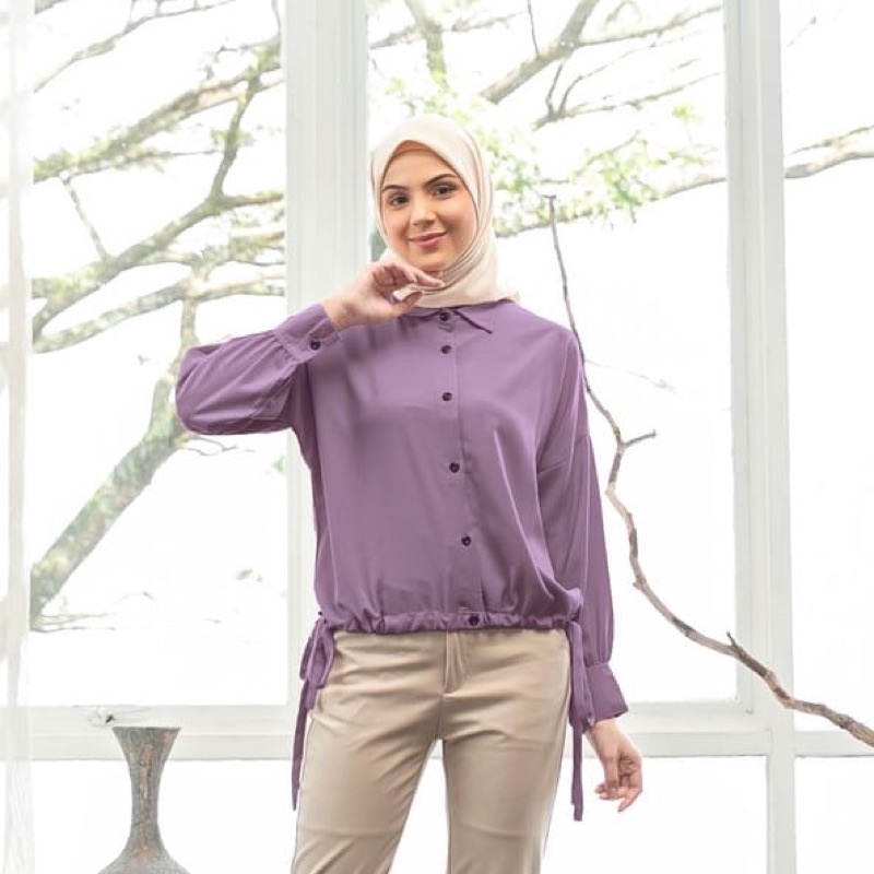 (MGA) KEMEJA ATASAN BLOUSE BECKA KERUT DAILY SHIRT OVERSIZE JUMBO