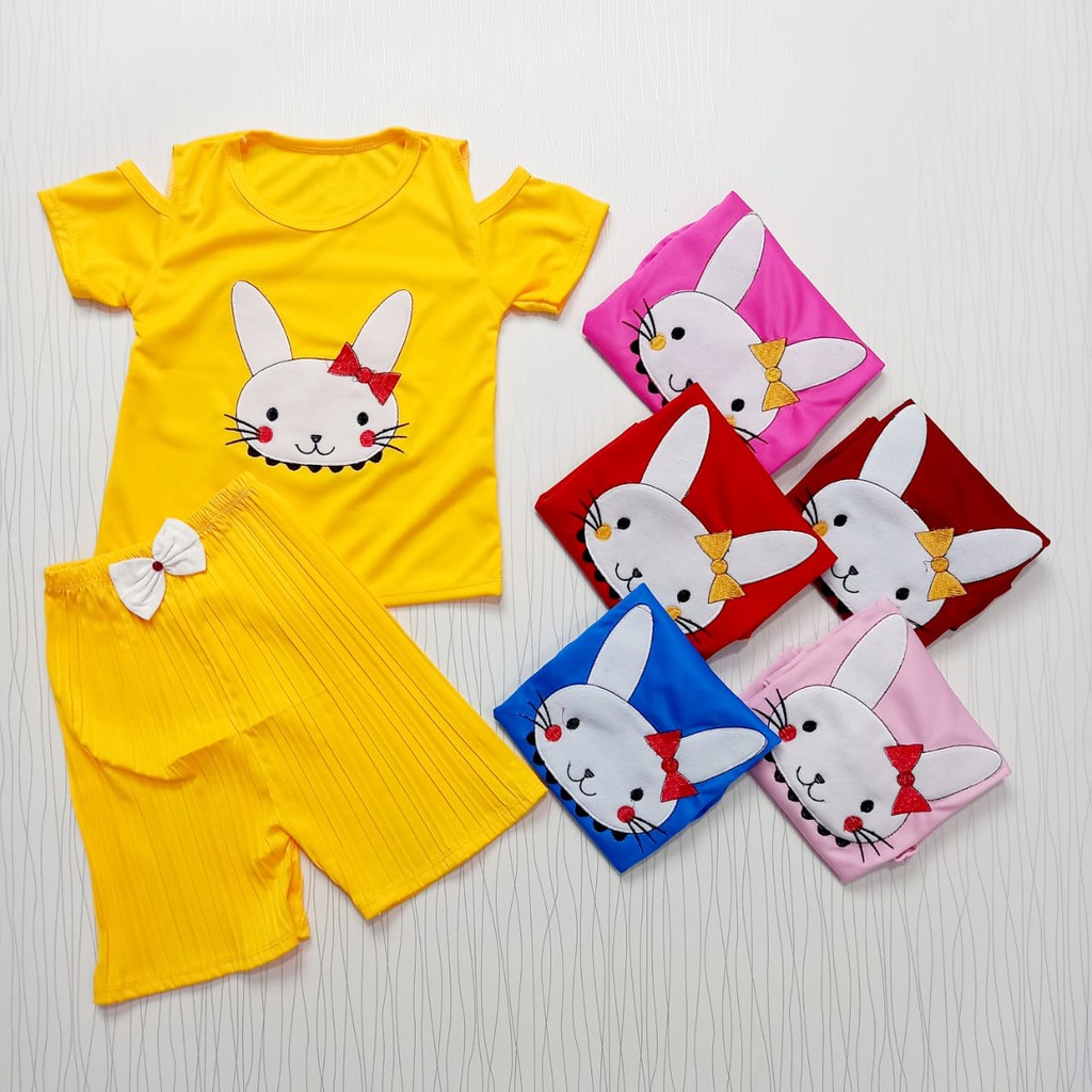 setelan pakaian bayi  perempuan baju anak cewe set baju plisket