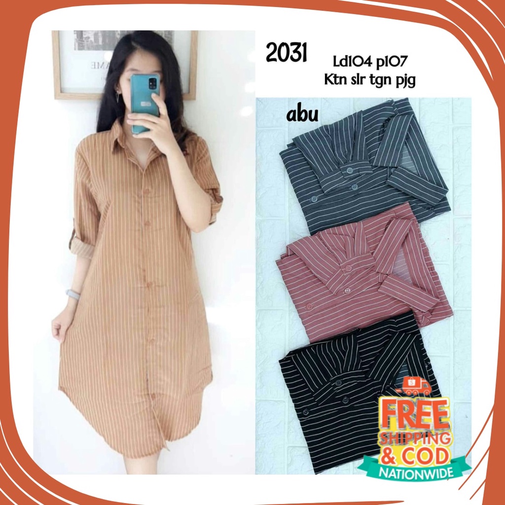 Plisket Jins Dnim MEkar biru merah hitam kuning hijau putih abu /  [2031] TUNIK PANJANG KATUN MOTIF 