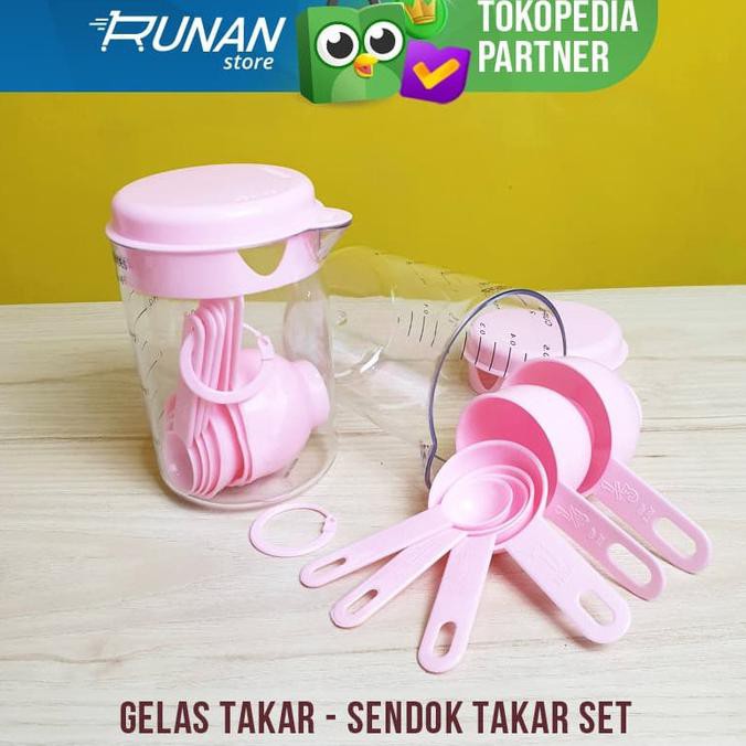Gelas Takar Set - Sendok Takar Set Pink Measuring Cup Spoon Gelas Ukur