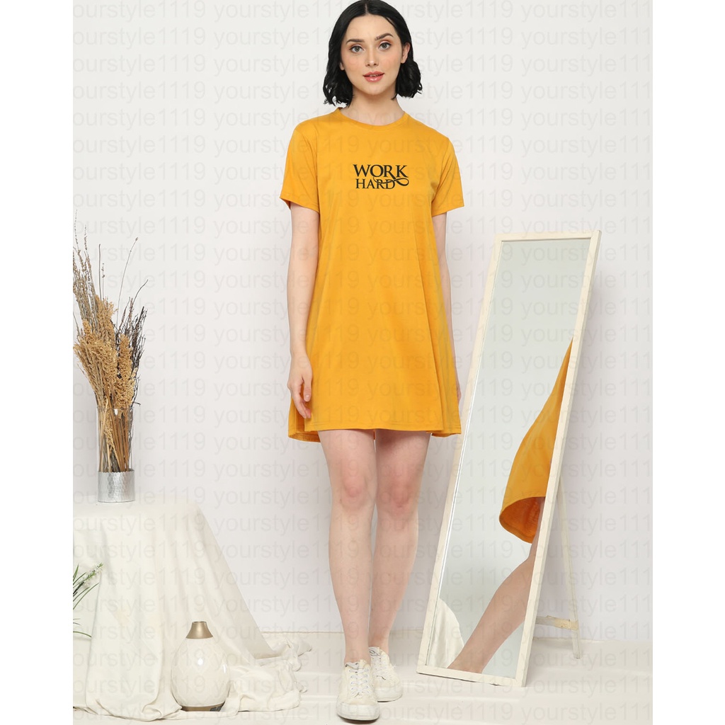 YOURSTYLE1119 - BASIC MINI DRESS WORK HARD TUNIK OVERSIZE TSHIRT KEKINIAN OVERSIZE