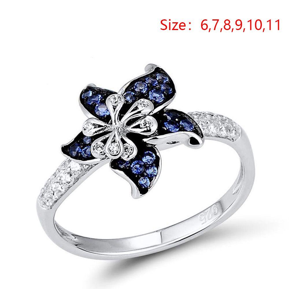 Cincin Bunga LILY Mandala Fashion Hadiah Pesta Pernikahan Berlian Ungu