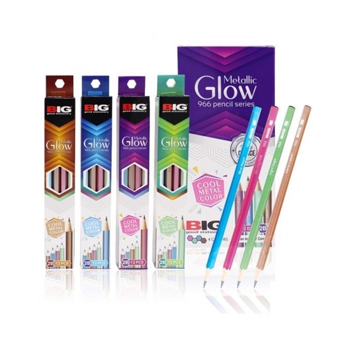 Pensil 2B 966 Metallic Glow BIG Per Pack Isi 12