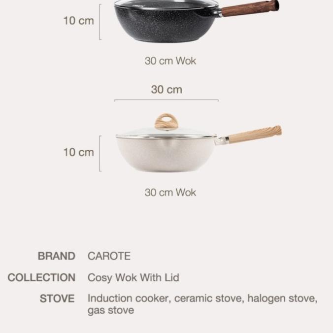 Carote Cosy Wok Pan With Lid Black 26 Cm