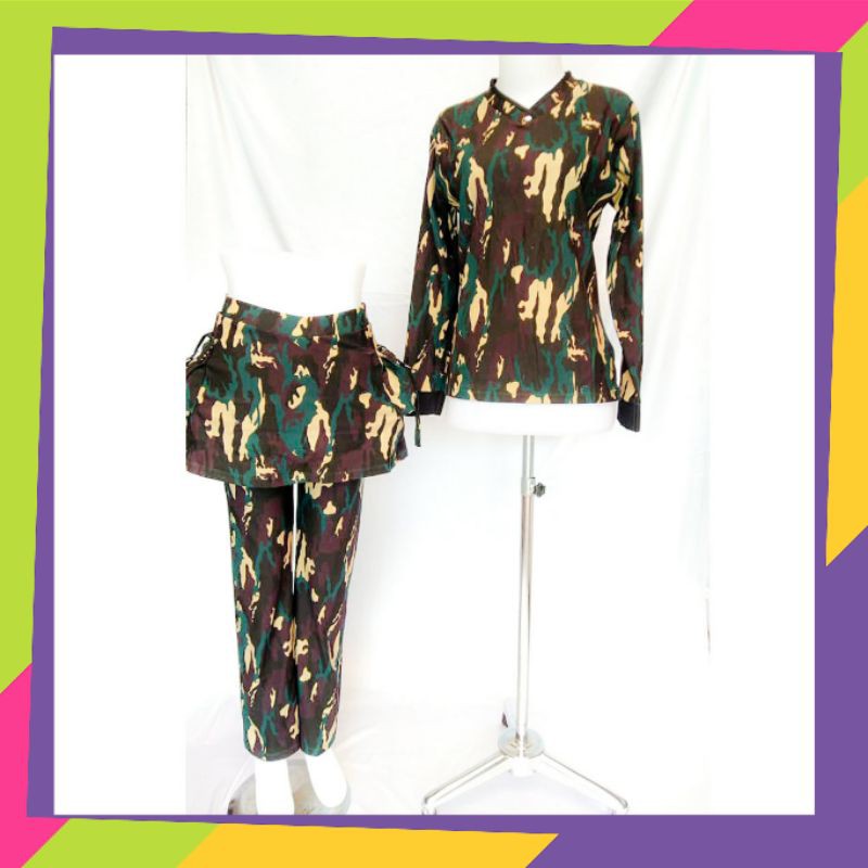 setelan army motif kuning pink baju olahraga senam erobic zumba