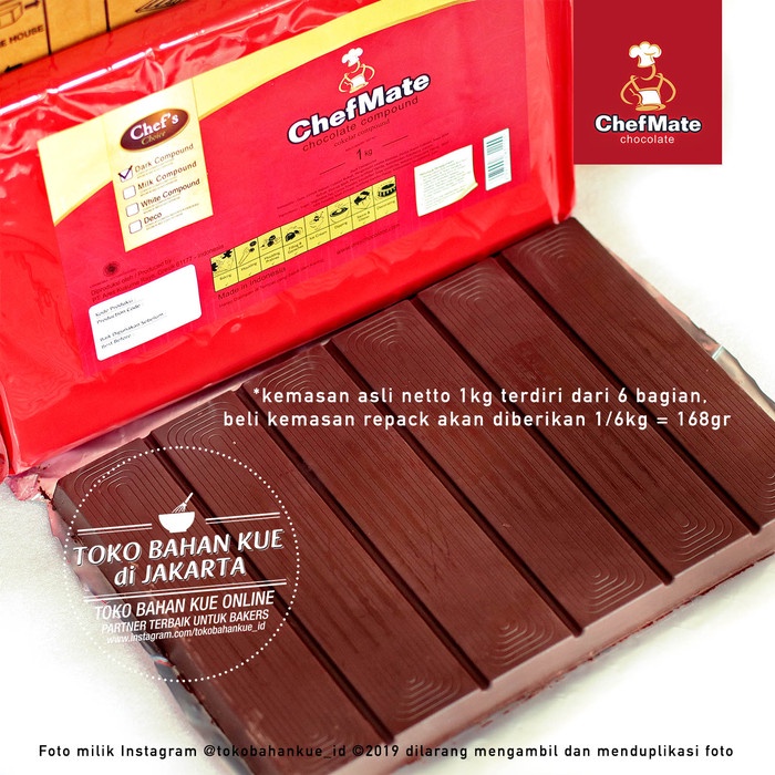 

Ht6362D Chefmate - Dark Chocolate Compound 1Kg Cokelat Batang Coklat Baking Ht5