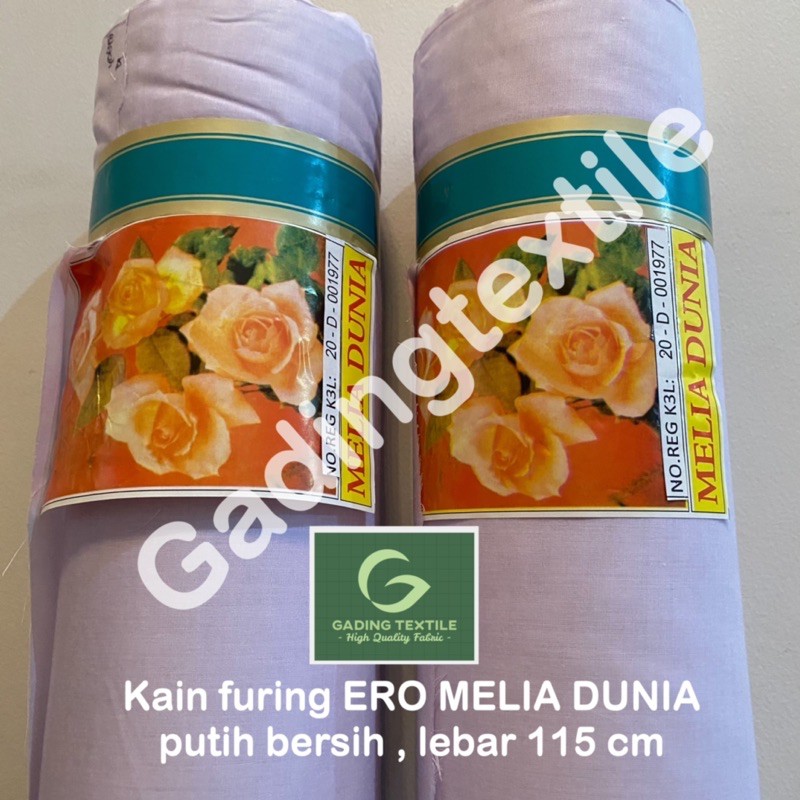 ( per roll ) kain ero erro katun putih lembut MELIA DUNIA lebar 115 cm rollan bahan krudung kerudung hijab jilbab segi empat segiempat seragam sekolah mukena furing lapisan baju gamis batik kemeja rok kantong celana surban sorban dekorasi dekor