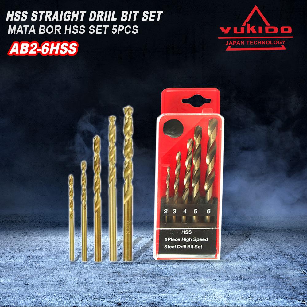 PROMO YUKIDO Mata Bor Drill Set 5 Pcs Multi Purpose Bor Besi Kayu Beton Multifungsi HSS Triangle Tipped Besi Kayu Beton Keramik Plastik