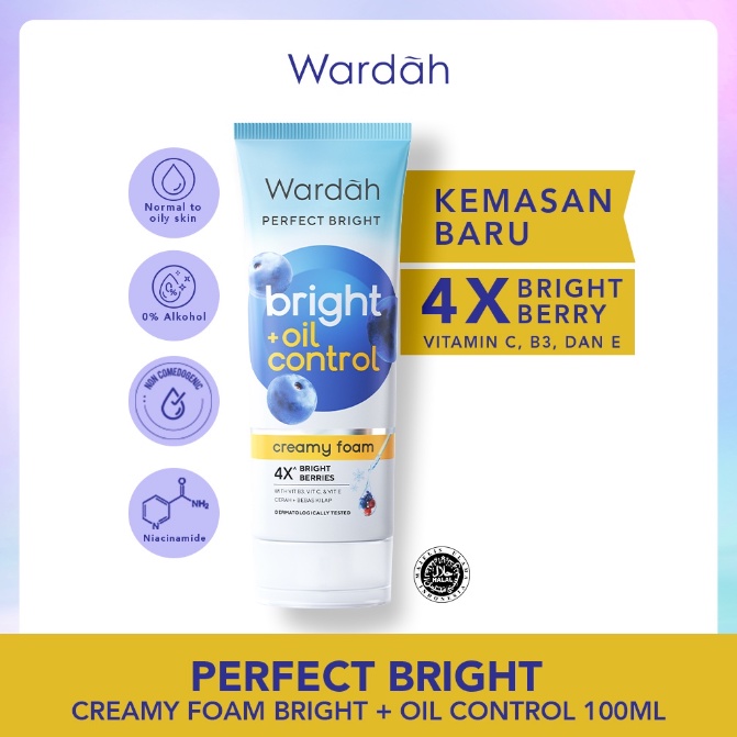 Wardah Perfect Bright Creamy Foam Brightening + Oil Control / Smoothing 60ml | Pembersih Wajah