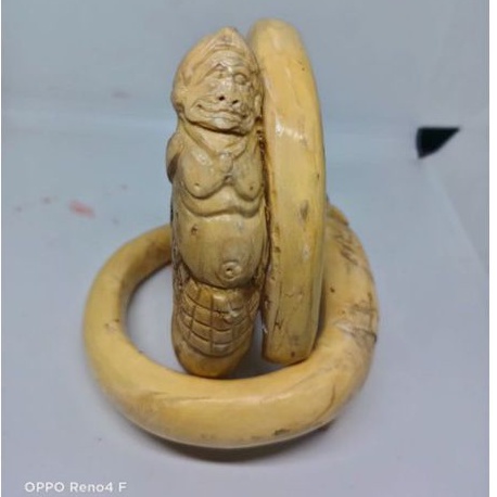 Gelang akar bahar asli putih ukir semar