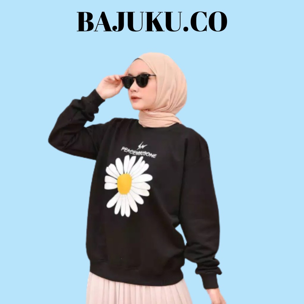 ONE DAISY SWEATER BTS WANITA CREWNECK BIG SUN FLOWER