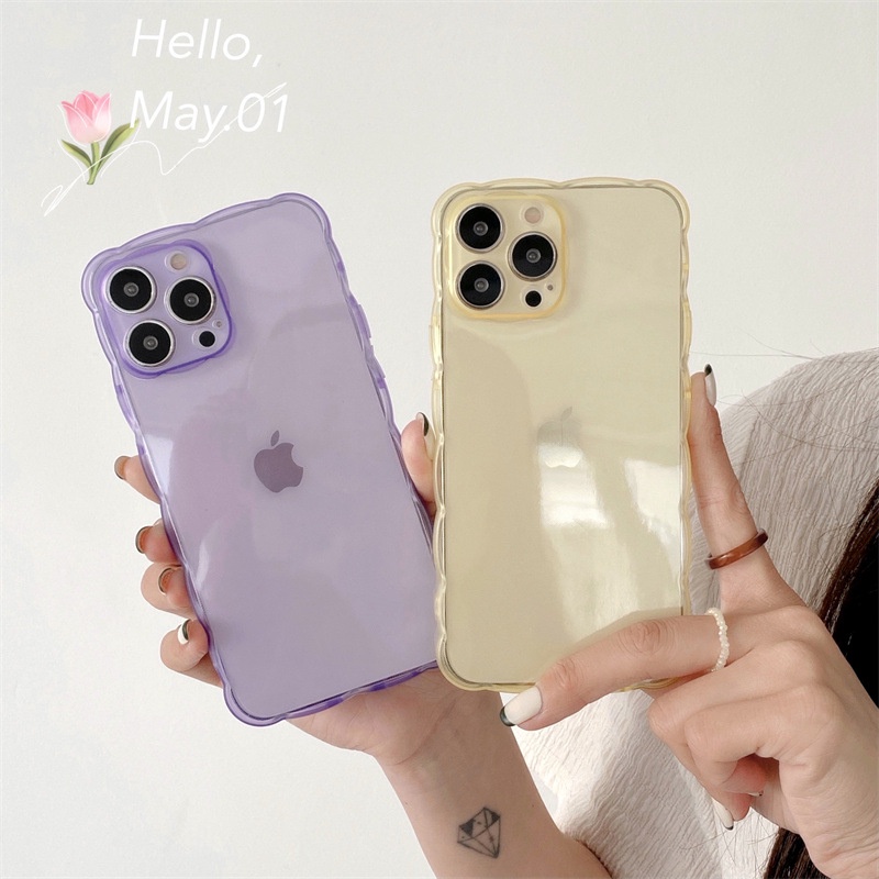 Case Pelindung Bahan TPU Transparan Bentuk Gelombang Untuk Iphone 7 8 PLUS X XR XS 11 12 13 Mini PRO MAX SE 2020