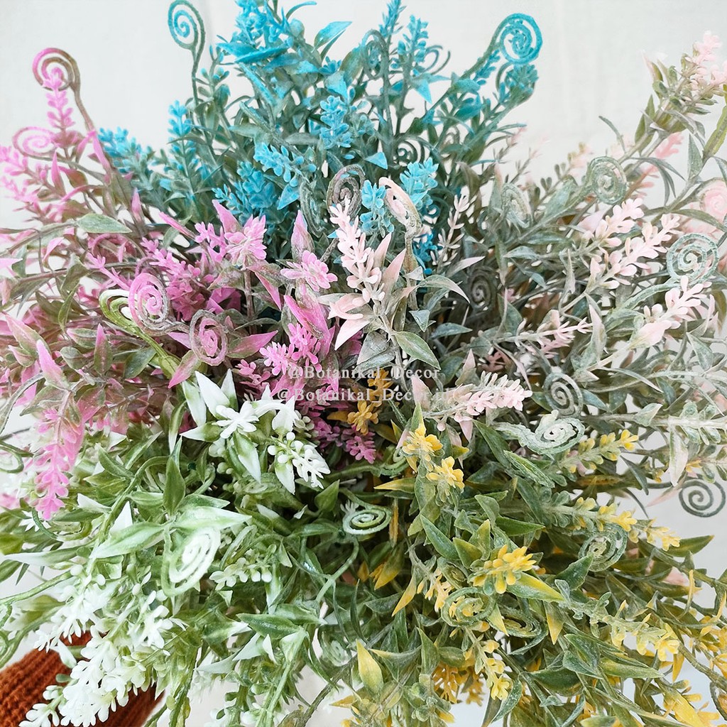 Artificial Flower Flocking Sea Horse Grass Bunga Plastik Palsu Salju Snow White Hias Dekor Rumah-1