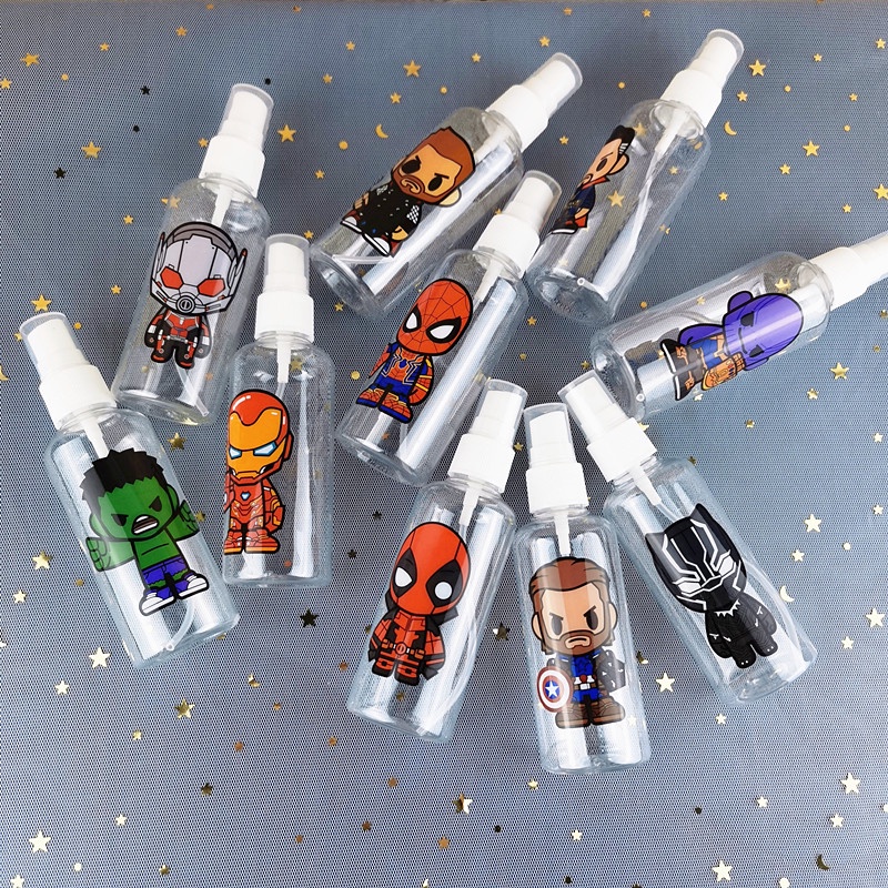 Magic789 100ML Plastic Spray Bottle Marvel Heroes Travel Size Bottles for Cosmetic Cartoon Refillable Container