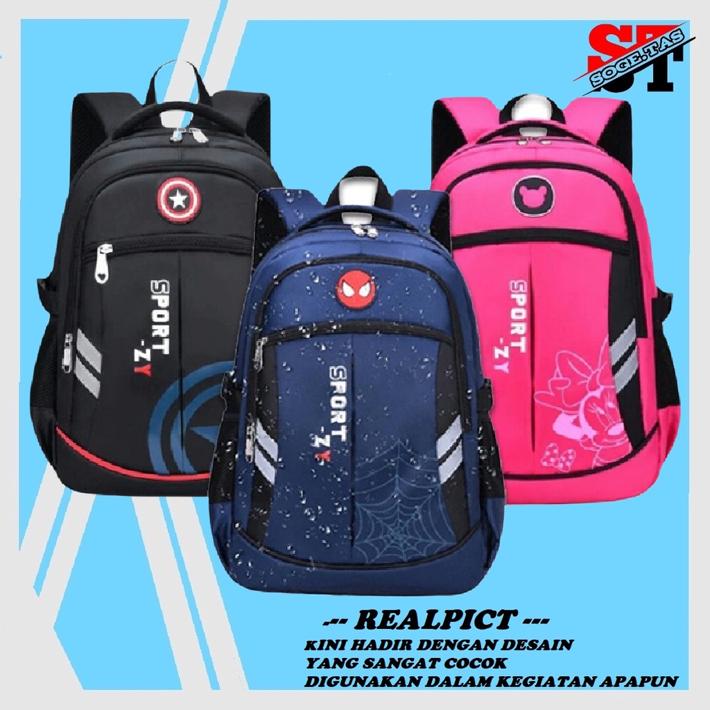 BDKR_TAS - TAS RANSEL ANAK / TAS RANSEL ANAK SPORT Z / TAS GLOBAL/ RANSEL KARAKTER MARVEL CAPTAIN AMERCIA DAN SPIDERMAN/ TAS RANSEL SEKOLAH/ TAS PRIA BARU