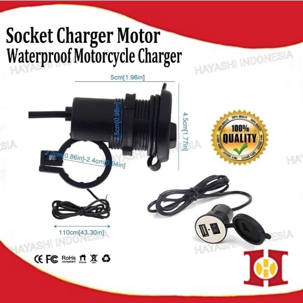 Charger Cas Casan Motor Colokan USB Anti Air HP Phone Handphone On Off