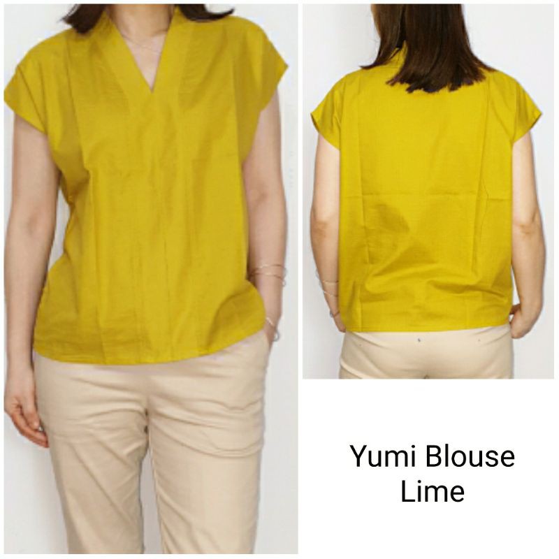 Blouse Atasan Wanita Lengan Pendek Katun Uniqlo, Yumi Blouse#-4