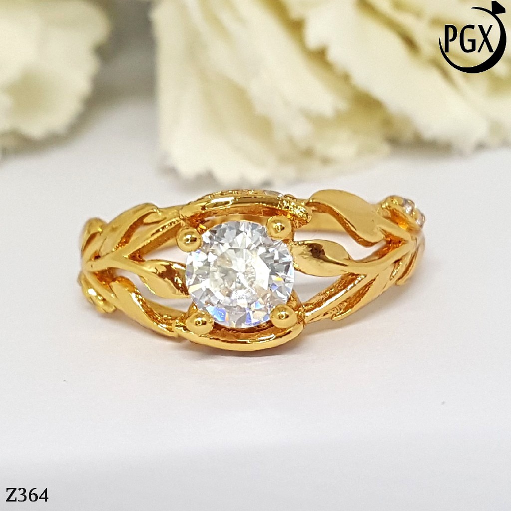 PGX Cincin Xuping Wanita Aksesoris Fashion Perhiasan Lapis Emas Premium - Z364