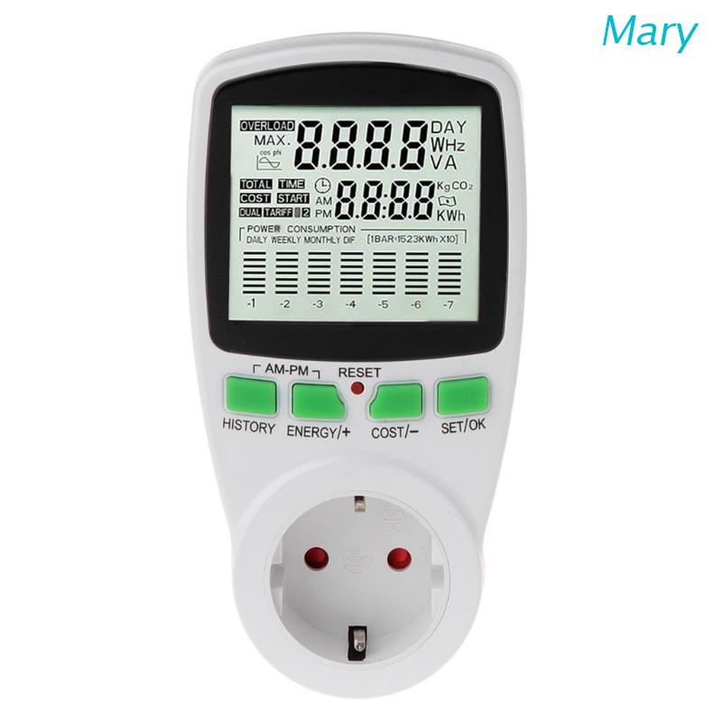 Mary Watt Meter Power Socket Plug-in Display Besar Dengan Kalkulator