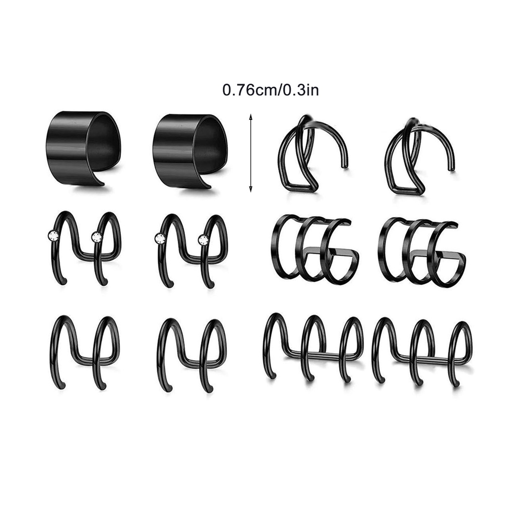 Hu Hu Hu Hu Hu Alat Bantu Pasang Kacamata♡ 6 Pasang Anting Bulat Tanpa Tindik Gaya Hip hop Untuk Wanita