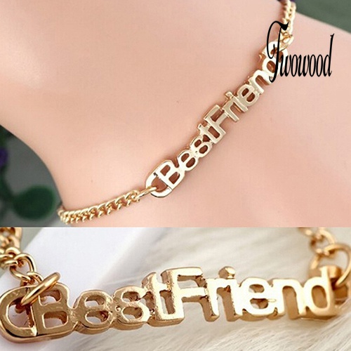 Gelang Rantai Desain Tulisan Best Friend Untuk Unisex