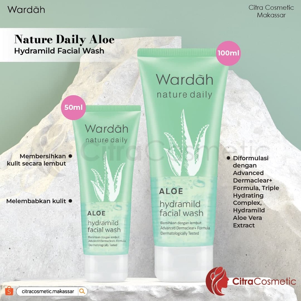 Wardah Nature Daily Aloe Hydramild Series Multifunction Gel | Facial Wash | Moisturizer Cream | Hydramild Serum