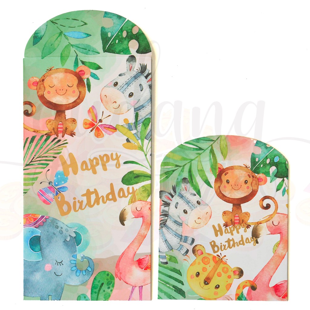 

Angpao Happy Birthday Amplop Lucu Jerapah Monyet Gajah Flamingo Zoo GH 311390
