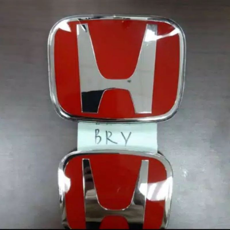 EMBLEM LOGO HONDA MERAH CHROME BRV CRV JAZZ HRV BRIO MOBILIO FREED