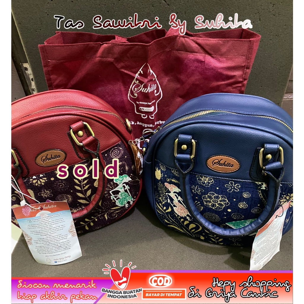 Tas Sawitri Navy Tas Bulat Wayang Suhita