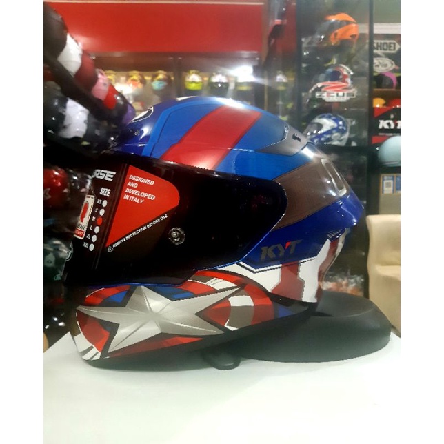 KYT TT COURSE CAPTAIN AMERICA VISOR FLAT SMOKE / KAPTEN AMERIKA