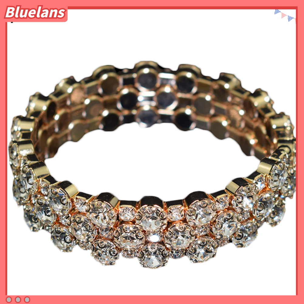 Bluelans Gelang Bangle Cubic Zirconia Multi Baris Untuk Wanita