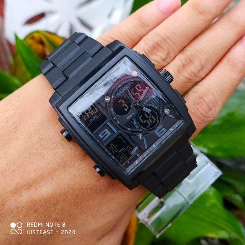 RANTAI MIKA [Bisa COD] Jam Tangan SKMEI 1274 Full Black Original Anti Air/JAM tangan digital terbaru, elegan dan terlaris