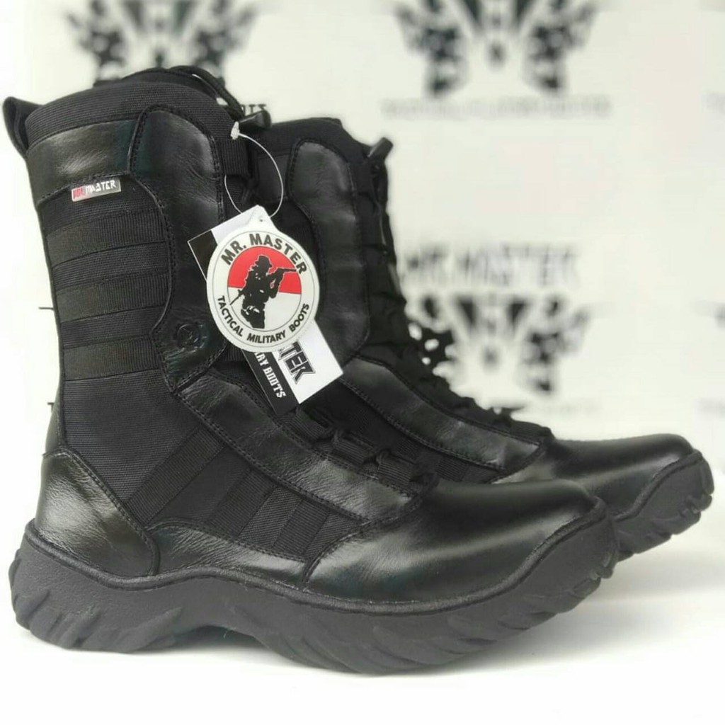 Sepatu PDL Ninja Kulit Asli Merk MR MASTER Sepatu PDL Tni Polri Security Satpam Sepatu Boots Pria