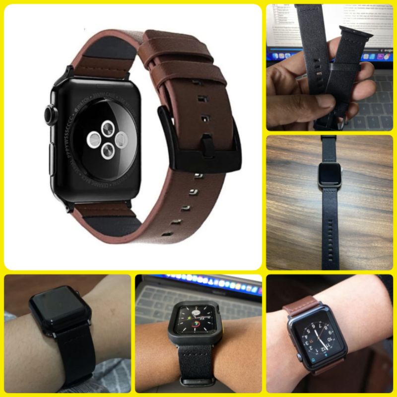 Modern Leather Strap Kulit Untuk Apple Watch 44mm 42mm 40mm 38mm