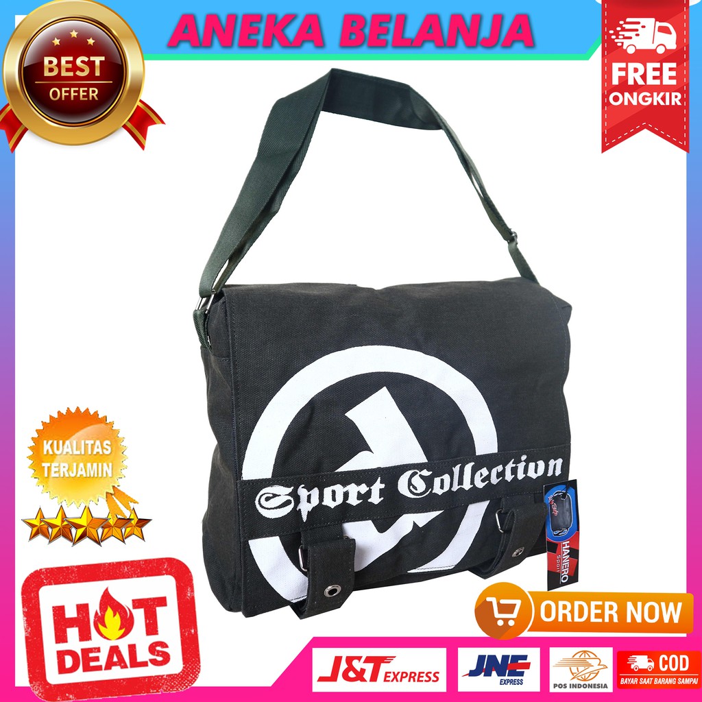New Arrival Tas Selempang Khusus Cowok Model Kanvas Hijau Fashionable Tas Multifungsi Kuat Awet Gaul
