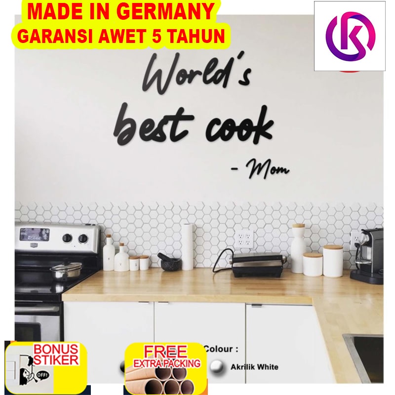 

Promo Hiasan Dinding AKRILIK - WORLD'S BEST COOK - Wall Decor Letter Sign