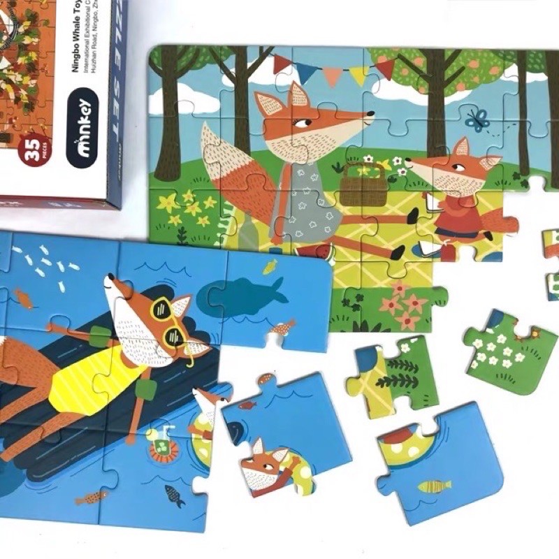 Minkey 4 in 1 puzzle - early puzzle - activity toys- kado anak - hadiah anak cowok - mainan edukasi